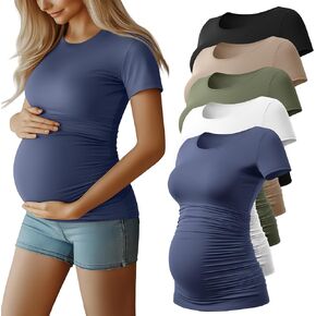 RIYIPER 5 PACK قمصان الأمومة النسائية ، قمم حمل القطن القصيرة بأكمام قصيرة in Kuwait
