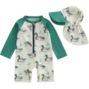 DuAnyozu Toddler Infant Baby Girls Boy Swimsuit Newborn Rash Guard One Piece Zipper Bathing Suit Baby Boys Swimwear Sunsuits