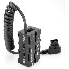 D-tap to NP-F550/970 Series Double-Sided Dummy Battery + Voltage Display and Type-C(USB-C) Input/Output for Atomos Ninja/Shinobi Monitors,for DJI SDR Video Transmitter,LED Lights, etc.