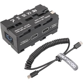 D-tap to NP-F550/970 Series Double-Sided Dummy Battery + Voltage Display and Type-C(USB-C) Input/Output for Atomos Ninja/Shinobi Monitors,for DJI SDR Video Transmitter,LED Lights, etc. in Kuwait