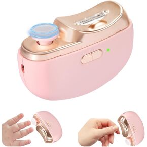 Electric Nail Clipper & Baby Nail Trimmer Polisher 3 in 1 (Not for Toenail) with Nail Scraps Storage, LED Light, 2 Speeds, Rechargeable Fingernail Clipper for Baby, Adults, Seniors, Pink
