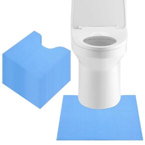 25 Pcs Disposable Toilet Mats, 21.7 x 23.6 inch U-Shaped Absorbent Bathroom Floor Protective Pads with Non-Slip Backing, Large Waterproof Toilet Mats for Potty Training