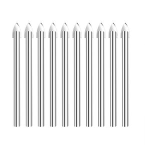 Amonk 10Pcs Glass Drill Bits for Glass Ceramic Marble Tile Concrete 6MM 1/4" Round Shank Drilling Carbide Wall Tile Ceramic Glass Drill Bit Set