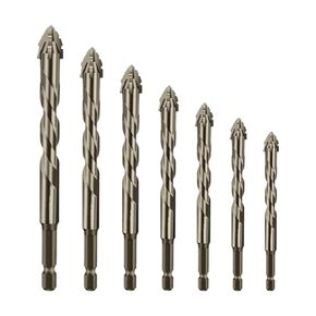 بتات حفر غريب الأطوار 7pcs ، بتات خرسانة مسننة بأربع حافة ، 3/4/5/6/8/10/10/12 مم مجموعة من الحفر الماسونية البلاغية أو الخشب من الطوب الزجاجي.
