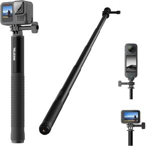 TELESIN 35" Extension Selfie Stick for GoPro, Portable Vlog Selfie Stick Handle Monopod Pole for GoPro Hero 13 12 11 10 9/Insta 360/DJI Osmo Pocket/AKASO Cameras for Travel Action Camera Accessories