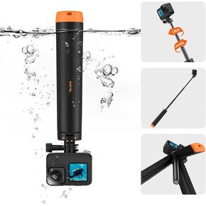 4 in 1 Selfie Stick Floating Hand Grip Tripod Waterproof Extendable Selfie Monopod Compatible with GoPro Hero 13, 12, 11, 10, 9, 8,nsta360 ， DJI OSMO Action 5 Pro 4 3 and Other Digital Cameras/cams