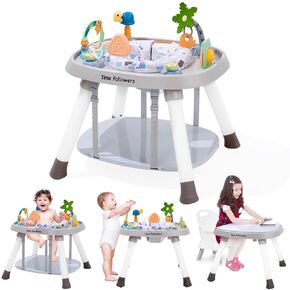 Time Followers® Baby Activity Center | 3-Stage 4Modes Activity Center & Play Table | Montessori-Inspired Design | Exersaucer, Jumper & Bouncer for Baby Ages 6M+ (Beige)