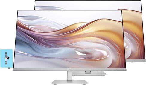 HP 24" FHD IPS (1920x1080) Monitor (Replaces M24FW) Bundle with Docztorm Dock, 100Hz Refresh Rate, HDMI, VGA, Flicker-Free, Ideal for Home & Business, White/Silver (2024 Latest Model) (2 Pack) in Saudi Arabia