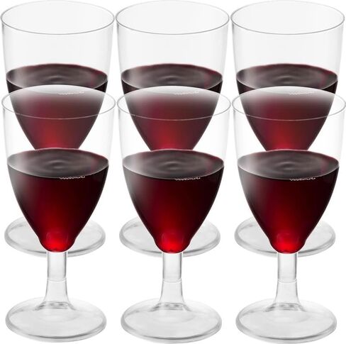 JoyServe Bulk 7 oz Plastic Disposable Wine Glasses - (Pack of 24) Clear BPA-Free Plastic Wine Glasses with Stem and Party Drinking Glass Cups for Parties, Weddings, Toasts, Food Samples, Catering in Saudi Arabia
