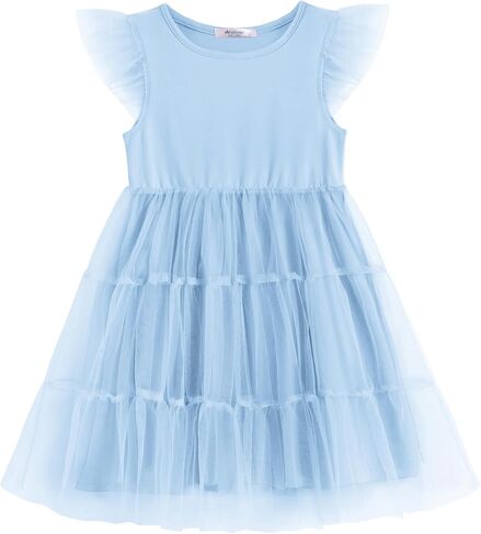 Arshiner Toddler Baby Girl Dress Ruffle Sleeveless Tulle Dresses Tiered Pleated Twirly A-Line Sundress Size 2-6 in Saudi Arabia