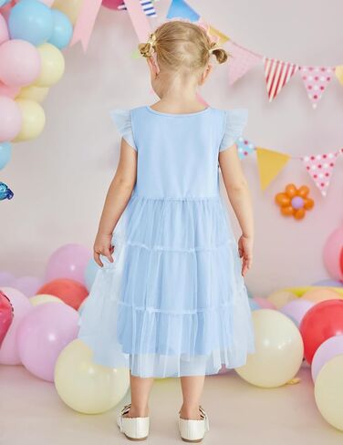 Arshiner Toddler Baby Girl Dress Ruffle Sleeveless Tulle Dresses Tiered Pleated Twirly A-Line Sundress Size 2-6 in Saudi Arabia