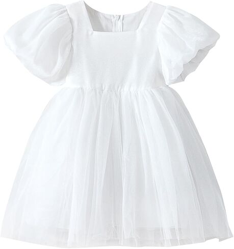 KARETT Summer Toddler Girl Dresses Tutu A Line Puffy Short Sleeve Casual Flower Girl Dress for Birthday Party 1-7Y in Kuwait