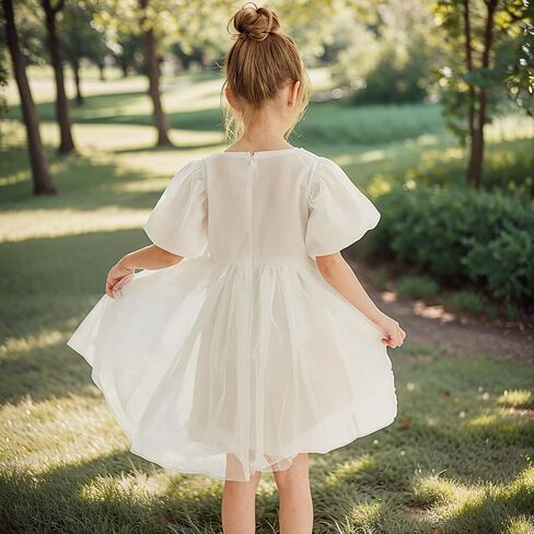 KARETT Summer Toddler Girl Dresses Tutu A Line Puffy Short Sleeve Casual Flower Girl Dress for Birthday Party 1-7Y in Kuwait