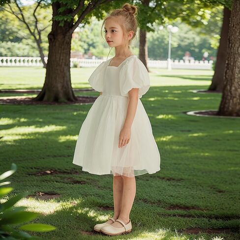 KARETT Summer Toddler Girl Dresses Tutu A Line Puffy Short Sleeve Casual Flower Girl Dress for Birthday Party 1-7Y in Kuwait