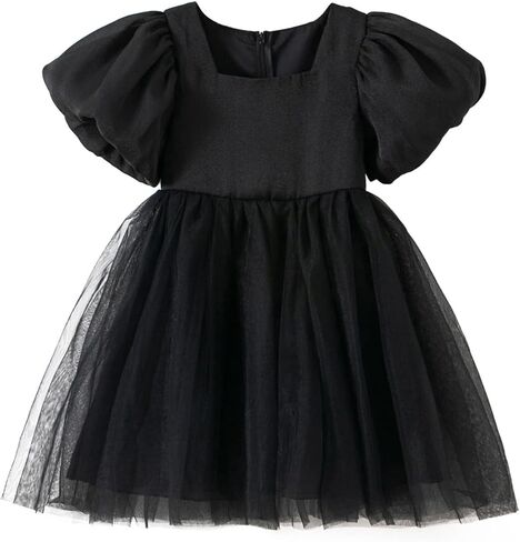 KARETT Summer Toddler Girl Dresses Tutu A Line Puffy Short Sleeve Casual Flower Girl Dress for Birthday Party 1-7Y in Kuwait