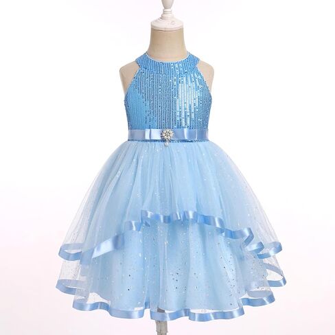 OBEEII Toddler Girls Pageant Dress Princess Sequin Tulle Tutu Dress Birthday Party Photoshoot Dress Glitter Flower Girl Dress in Kuwait