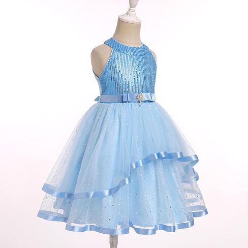 OBEEII Toddler Girls Pageant Dress Princess Sequin Tulle Tutu Dress Birthday Party Photoshoot Dress Glitter Flower Girl Dress in Kuwait