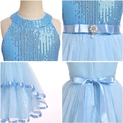 OBEEII Toddler Girls Pageant Dress Princess Sequin Tulle Tutu Dress Birthday Party Photoshoot Dress Glitter Flower Girl Dress in Kuwait