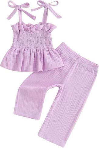 Easter Outfit Toddler Baby Girl Smocked Dress T-shirt Bunny Carrot Tops Linen Long Pants Girls Summer Clothes Set in Kuwait