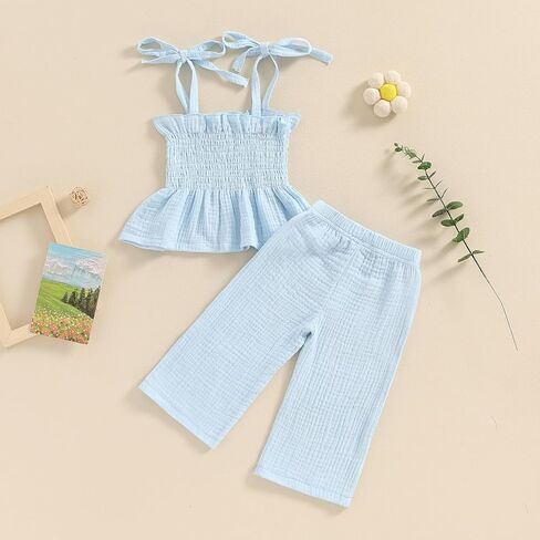 Toddler Baby Girl 4th of July Outfit Flag Bow Smocked Tops Elasitc Plaid Pants Infant Summer Fourth of July Outfits in Saudi Arabia
