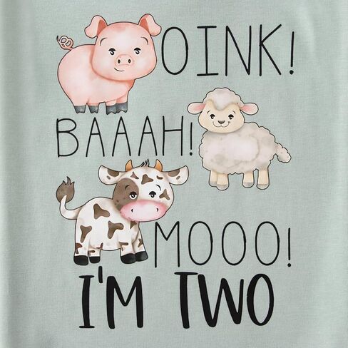 Baby Boy 2nd Birthday T-Shirt Toddler Farm Animal Shirt 2 Years Old Second Birthday Tee Top B-Day Party Gift in Saudi Arabia