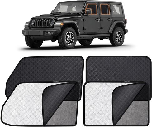 XCBYT 2019-2024 RAV4 Window Shades 4 Pack Set ثنائي الاستخدام نافذة جانبية ظلة 6 طبقات 99% من الأشعة فوق البنفسجية التعتيم العزل الحراري ظلال الخصوصية + أغطية نوافذ شبكية للسيارة in Kuwait