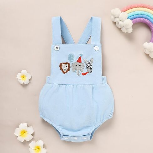 GRNSHTS Newborn Baby Boy 1st Birthday Outfit Summer Romper Sleeveless Jumpsuit Backless Overalls Outfits Cake Smash Party in Saudi Arabia