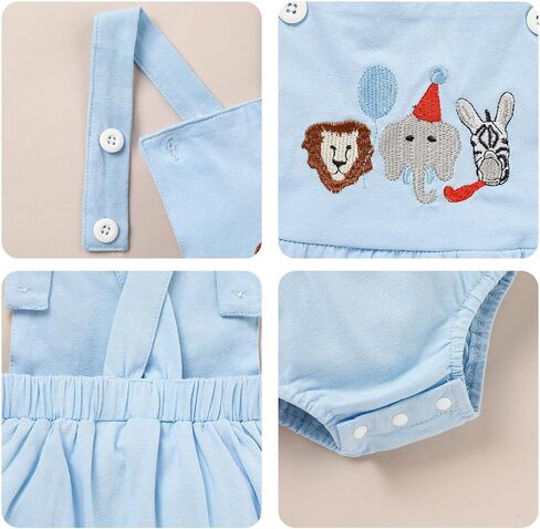 GRNSHTS Newborn Baby Boy 1st Birthday Outfit Summer Romper Sleeveless Jumpsuit Backless Overalls Outfits Cake Smash Party in Saudi Arabia