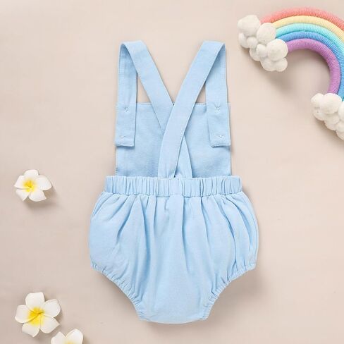 GRNSHTS Newborn Baby Boy 1st Birthday Outfit Summer Romper Sleeveless Jumpsuit Backless Overalls Outfits Cake Smash Party in Saudi Arabia