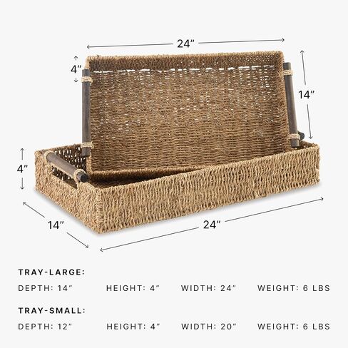 تصميم مميز من آشلي حليمة، طقم صينية تخزين منسوجة مستطيلة بوهيمية مكونة من قطعتين، بني داكن in Kuwait