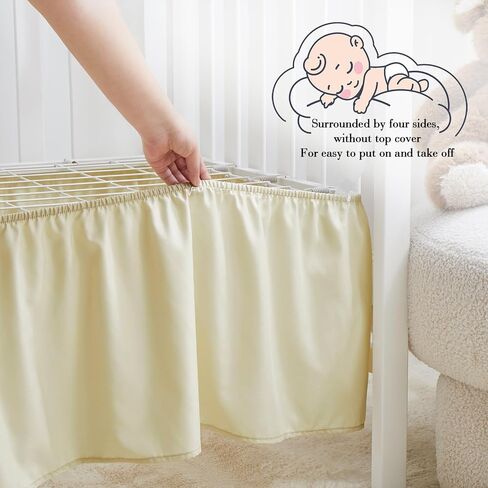 Horbaunal 2 Pack Crib Skirt & Crib Bed Sheet ، تنورة سرير كريمة 28 "× 52" مع 14 "قطرة كشكش غبار ، ناعم صغير من الألياف الدقيقة سرير سرير سرير سرير سرير للبنات والفتيان in Kuwait
