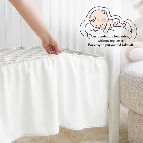 Horbaunal 2 Pack Set Crib Skirt & Crib Bed Sheet, Pink | Crib Bed Skirt 28" x 52", 14" Drop Dust Ruffle, Microfiber Toddler Bedskirt, for Baby Girls and Boys in Saudi Arabia