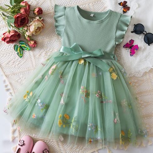 Toddler Girl Summer Dress Tulle Ruffle Sleeveless Baby Girl Fashion Casual Spring Dresses 1-5Y in Saudi Arabia