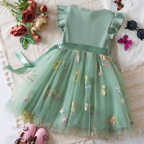 Toddler Girl Summer Dress Tulle Ruffle Sleeveless Baby Girl Fashion Casual Spring Dresses 1-5Y in Saudi Arabia