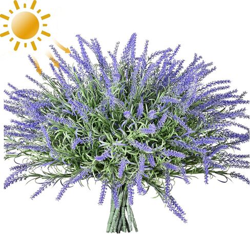 alyptus نباتات صناعية مقاومة للأشعة فوق البنفسجية في الهواء الطلق 16 حزمة من السرخس المزيفة والأوراق الخضراء والخضرة الصناعية، والزهور البلاستيكية للشرفة الأمامية في الهواء الطلق، والفناء، والمزارعين، والديكور، وديكورات الحديقة (السرخس) in Kuwait