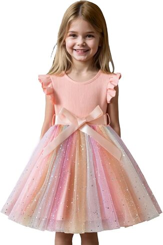 Toddler Girl Summer Dress Tulle Ruffle Sleeveless Baby Girl Fashion Casual Spring Dresses 1-5Y in Saudi Arabia