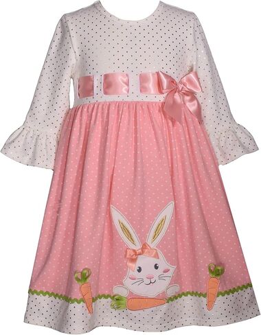 Bonnie Jean Girl's Easter Dress - Pink Bunny Dress for Baby Toddler and Little Girls in Saudi Arabia