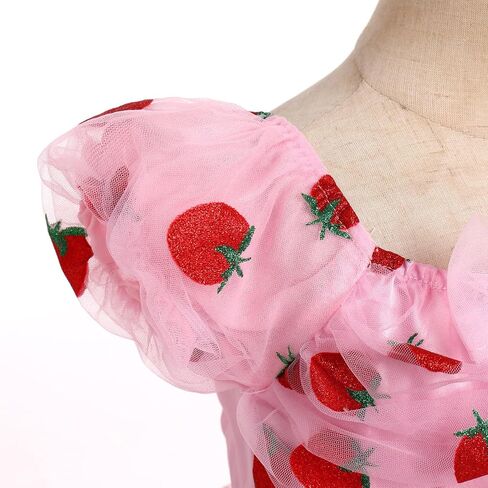 OBEEII Toddler Girls Strawberry/Star Princess Tulle Dress Birthday Baptism Gown Flower Girl Dress Wedding Pageant Dress in Kuwait