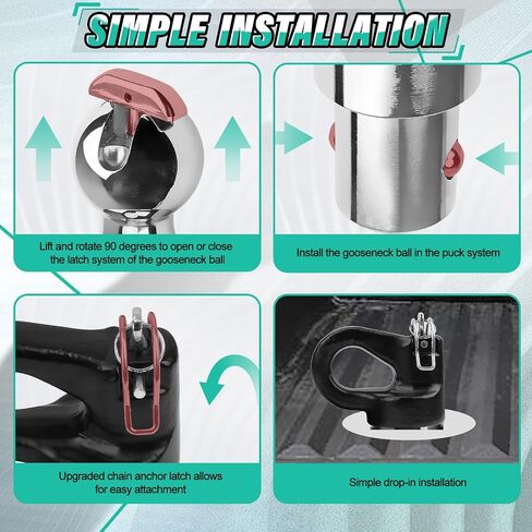 Fexhull 60618 Puck System Gooseneck Hitch Kit, 2-5/16-Inch Gooseneck Ball Fit for Dodge Ram Pickup 3500/2500/ 3500 2013-2021, 30,000 lbs GTW, 7,500 lbs. in Kuwait