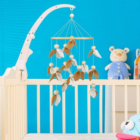 Cute Baby Mobile for Crib - Gender Neutral Mobile for Nursery Decor - Felt Cloth Leaves Mobile Boho Nursery Decor - Crib Mobile for Girls, Boys - Mobile for Bassinet in Saudi Arabia