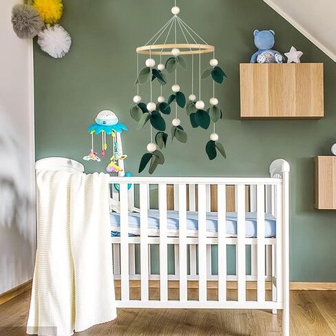 Cute Baby Mobile for Crib - Gender Neutral Mobile for Nursery Decor - Felt Cloth Leaves Mobile Boho Nursery Decor - Crib Mobile for Girls, Boys - Mobile for Bassinet in Saudi Arabia