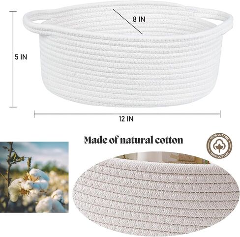Medium Woven Baskets For Storage,Mudroom,Cotton Rope Square Basket With Handle Woven Dog Toy Bin,Empty Gift Basket For Shelves,Shoe,Blanket,Toys,Teen in Saudi Arabia