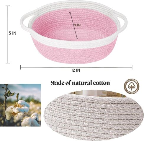 2 حزمة سلة تخزين منسوجة صغيرة مع مقابض 12 "x8" × 5 "، صندوق الحبل الزخرفي للتنظيم المنزلي ، ألعاب القط والكلاب ، تخزين الرف ، سلة تخزين رف رف رف الحبل القطن مع مقابض in Kuwait