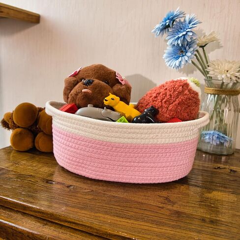 2 حزمة سلة تخزين منسوجة صغيرة مع مقابض 12 "x8" × 5 "، صندوق الحبل الزخرفي للتنظيم المنزلي ، ألعاب القط والكلاب ، تخزين الرف ، سلة تخزين رف رف رف الحبل القطن مع مقابض in Kuwait