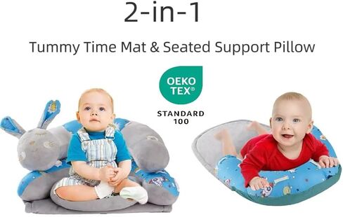 2-in-1 Tummy Time Mat Floor Seated Support Pillow, Baby Tummy Time Mat for Newborns and Older Babies, Detachable Caterpillar Tummy Time Playmat for Newborns Baby Skills in Saudi Arabia