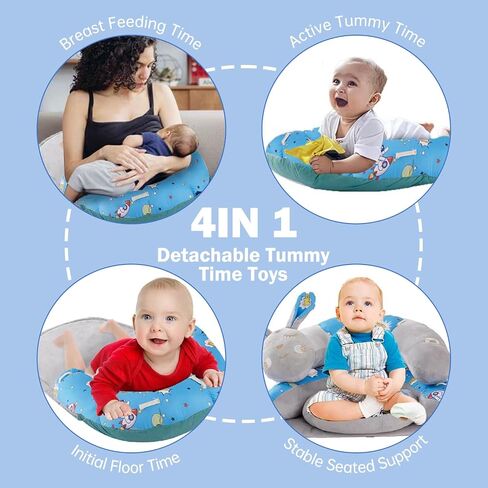 2-in-1 Tummy Time Mat Floor Seated Support Pillow, Baby Tummy Time Mat for Newborns and Older Babies, Detachable Caterpillar Tummy Time Playmat for Newborns Baby Skills in Saudi Arabia