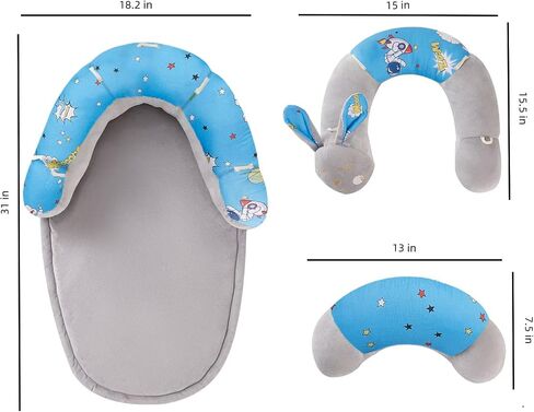 2-in-1 Tummy Time Mat Floor Seated Support Pillow, Baby Tummy Time Mat for Newborns and Older Babies, Detachable Caterpillar Tummy Time Playmat for Newborns Baby Skills in Saudi Arabia