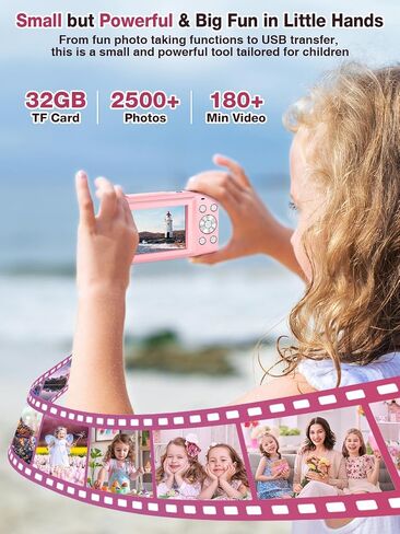 Digital Camera,FHD 1080P Kids Camera 44MP Point and Shoot Digital Cameras with 32GB Card,16X Zoom,Anti-Shake,Date Stamp,Compact Small Cameras Photography for Kids Student Teen Girl Boy(Pink) in Saudi Arabia