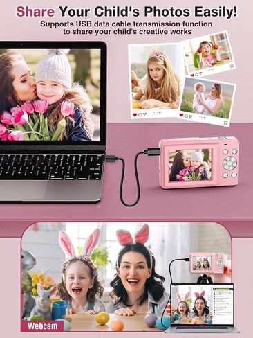 Digital Camera,FHD 1080P Kids Camera 44MP Point and Shoot Digital Cameras with 32GB Card,16X Zoom,Anti-Shake,Date Stamp,Compact Small Cameras Photography for Kids Student Teen Girl Boy(Pink) in Saudi Arabia