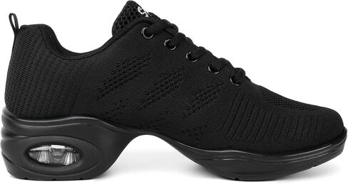 Women's Jazz Shoes Lace-up Dance Sneaker,Air Cushion Mesh Slip Jazz Dance Shoes Split Sole Platform Athletic Walking Shoes in Kuwait